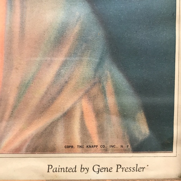 Antique Art Deco Frame With Signed Print by Gene Pressler 1922 - Picture 3 of 8